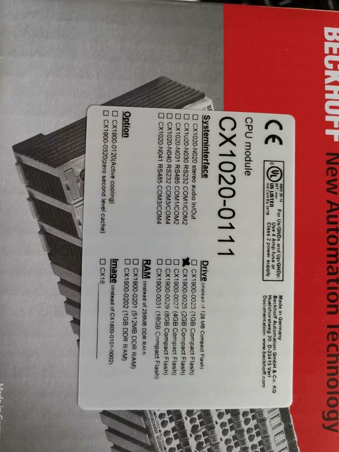 CX1020-0111  BECKHOFF  NEW IN OPEN BOX .1PCS