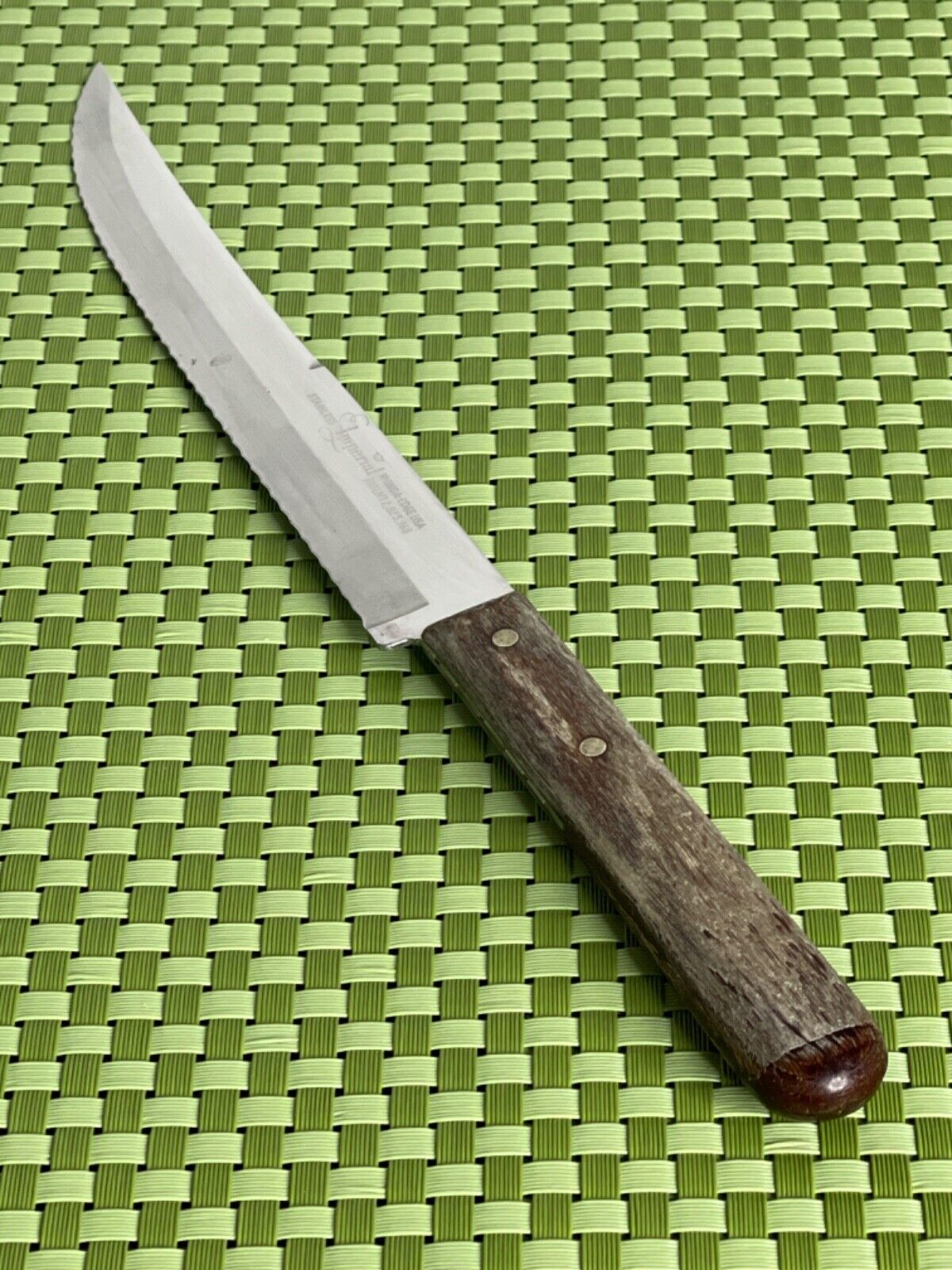 Imperial Stainless Serrated Knife Wonda Edge Wood Handle USA Flatware B56G