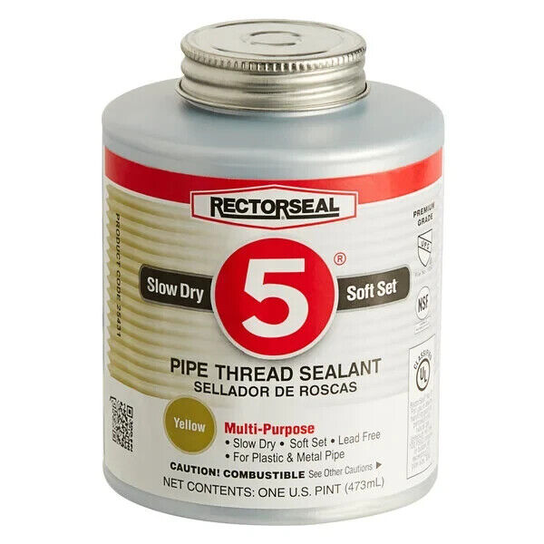Rectorseal (25431) No. 5 Pipe Thread Sealant 1 pint (16 oz) ~ YELLOW