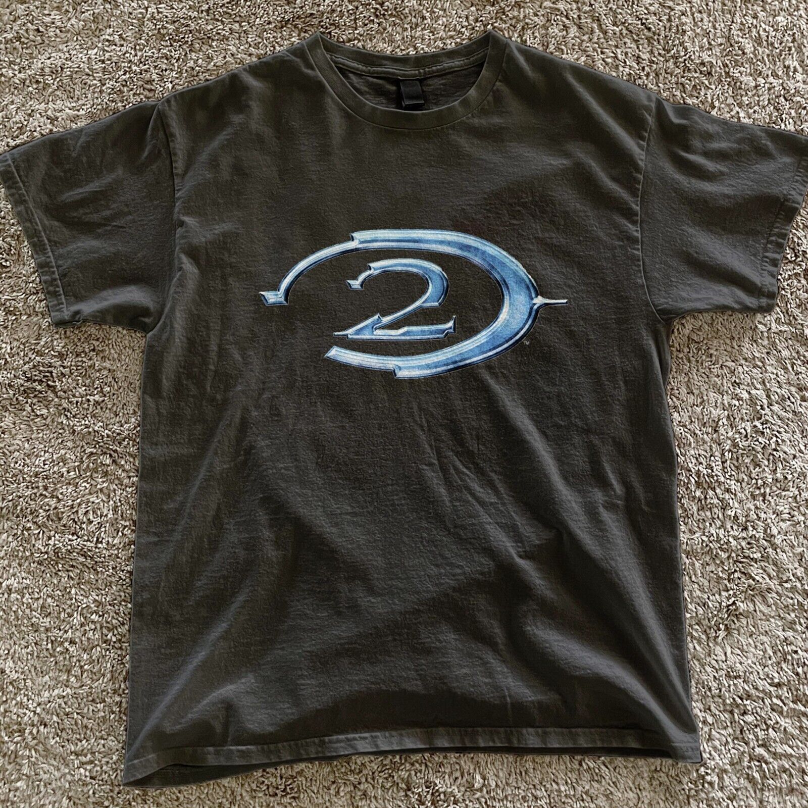 Halo 2 retro black tee blue logo Vintage Gaming Shirt Y2k