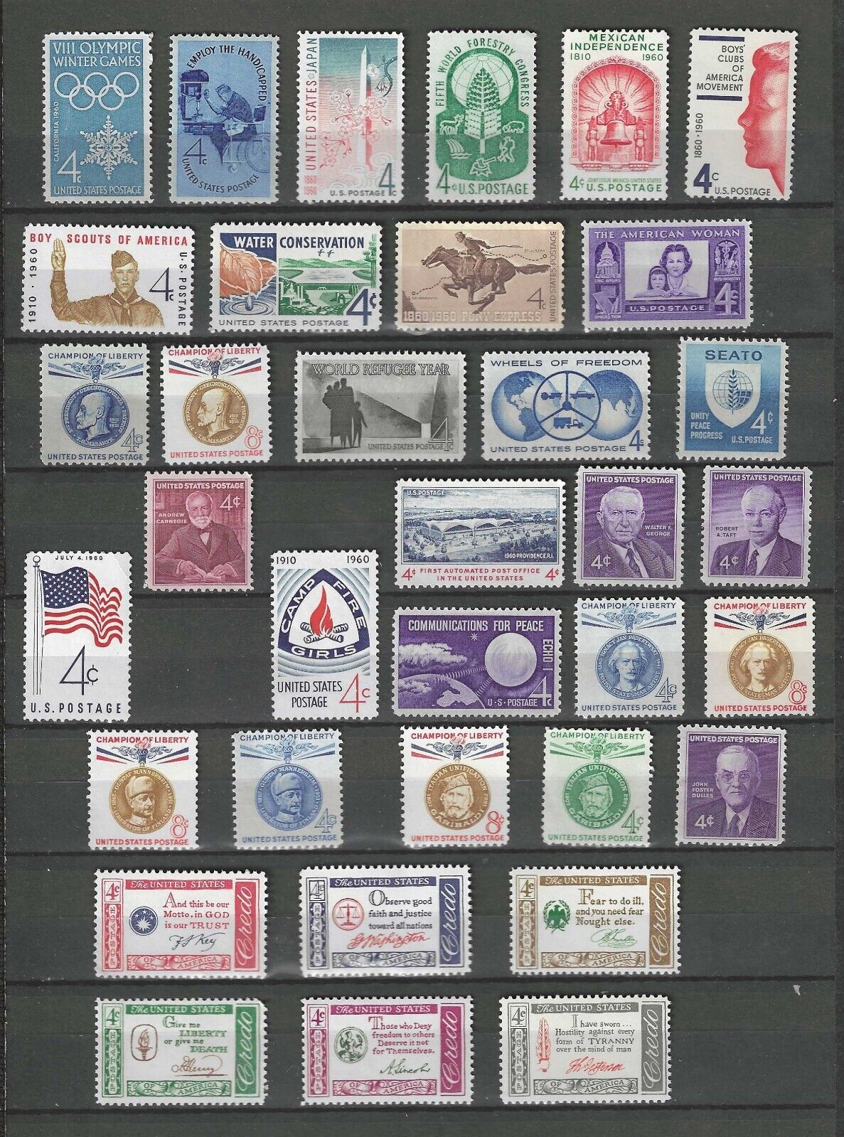 1960 US Year Set Mint Commemorative Postage Stamps SC #1139 - 1173