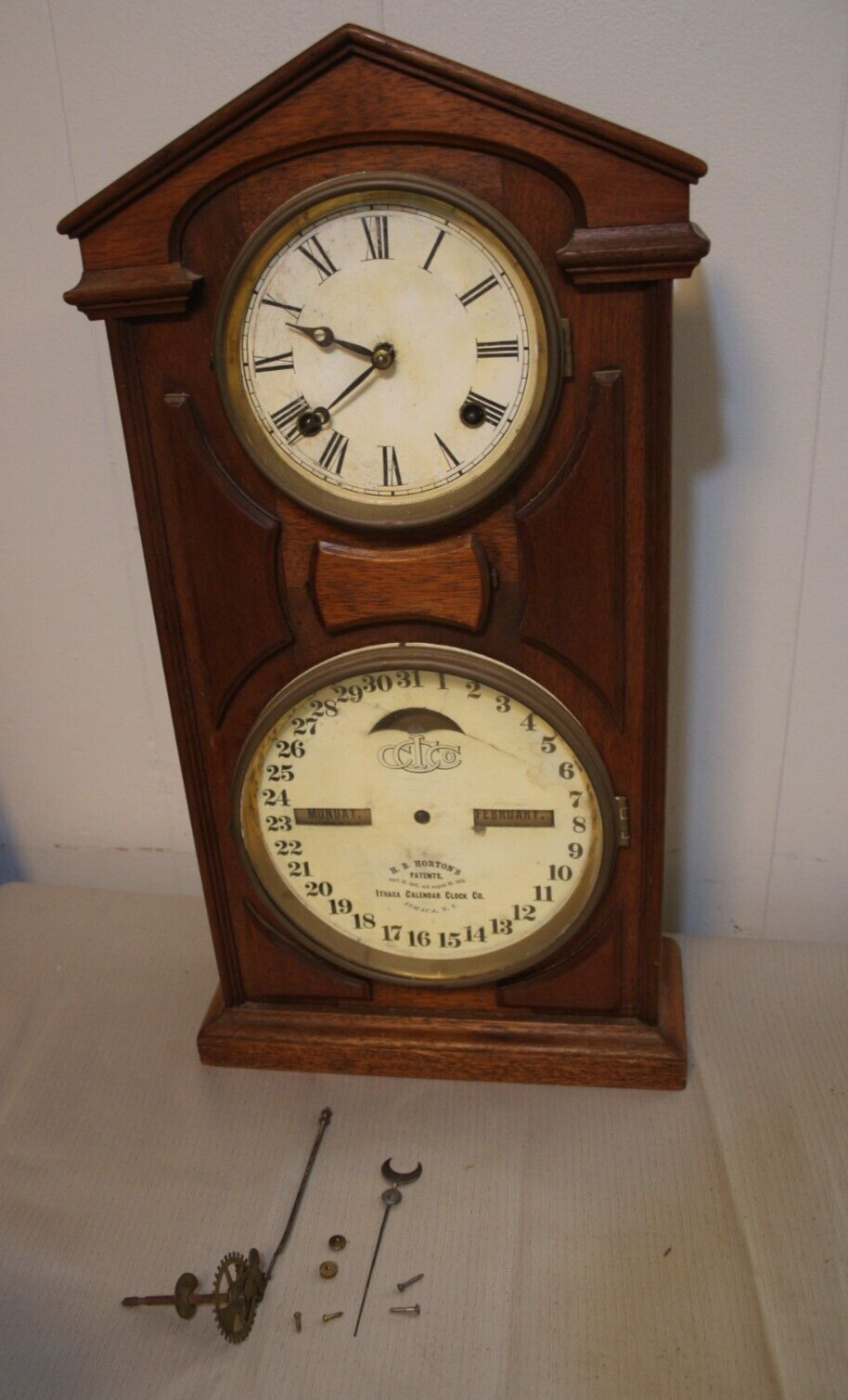 Vintage Late 1800's Ithaca Calendar Clock #9 -Semi Functional Needs Restoration