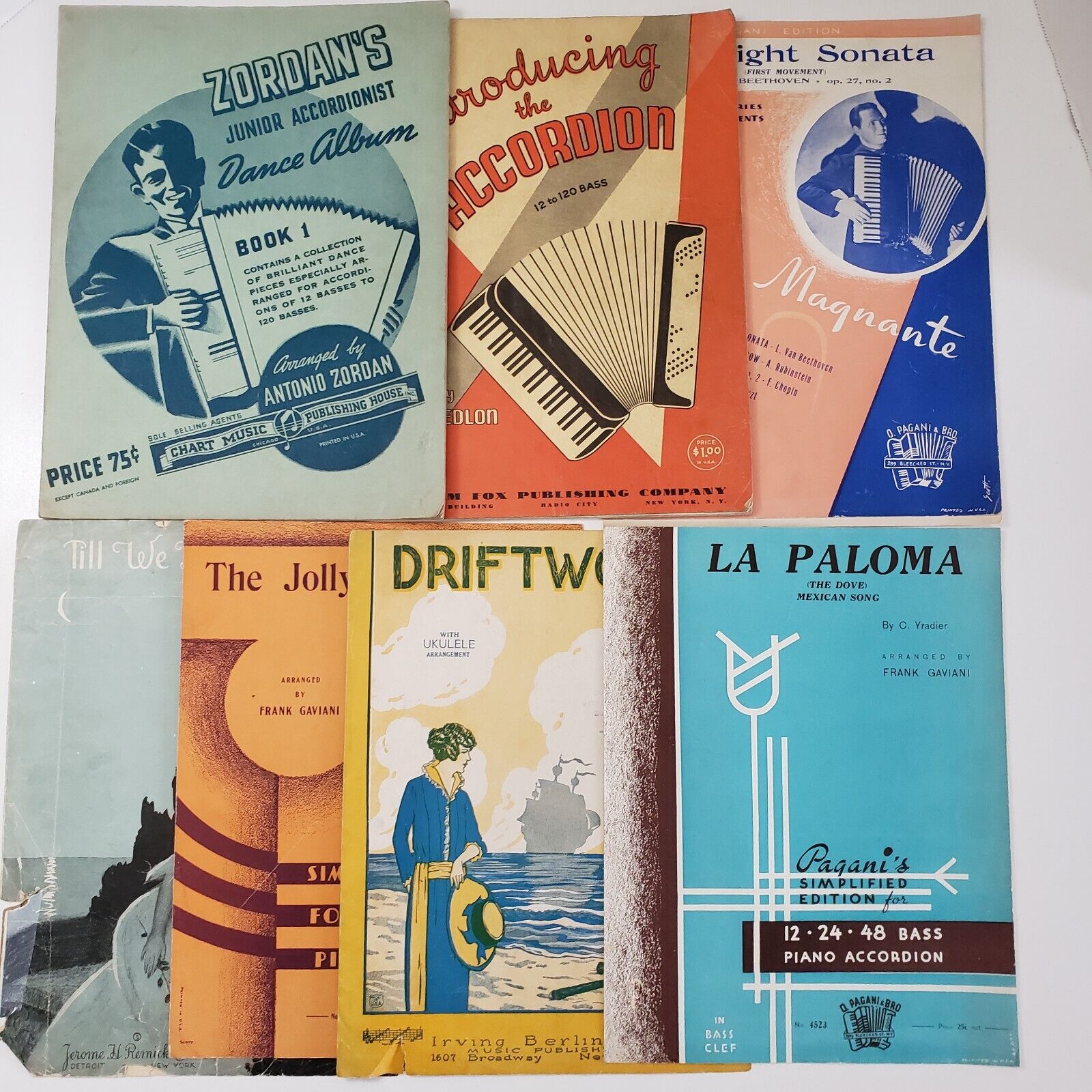 Accordion Sheet Music Vintage Lot From 1918 - 1947 - See Description