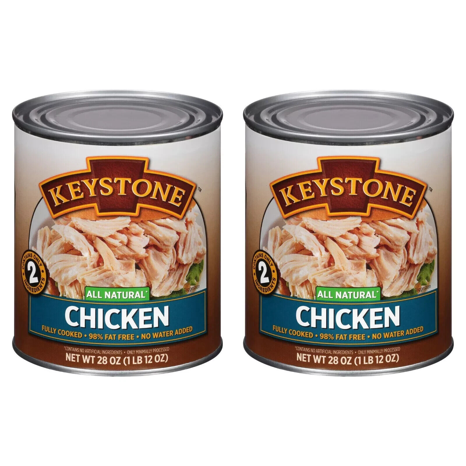 2 Cans- Keystone All Natural Chicken 28 oz ✅ No Preservative Fully Cooked Food✅