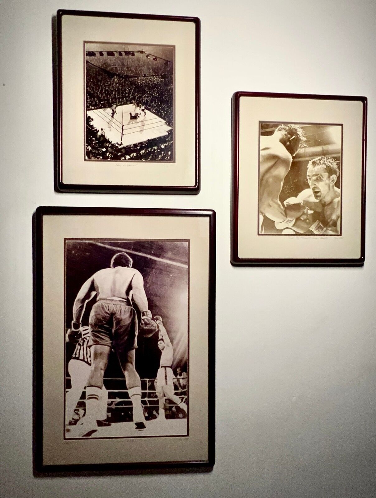 Vintage Hand Printed Old School Iconic Boxing Moments Framed Photograph Set