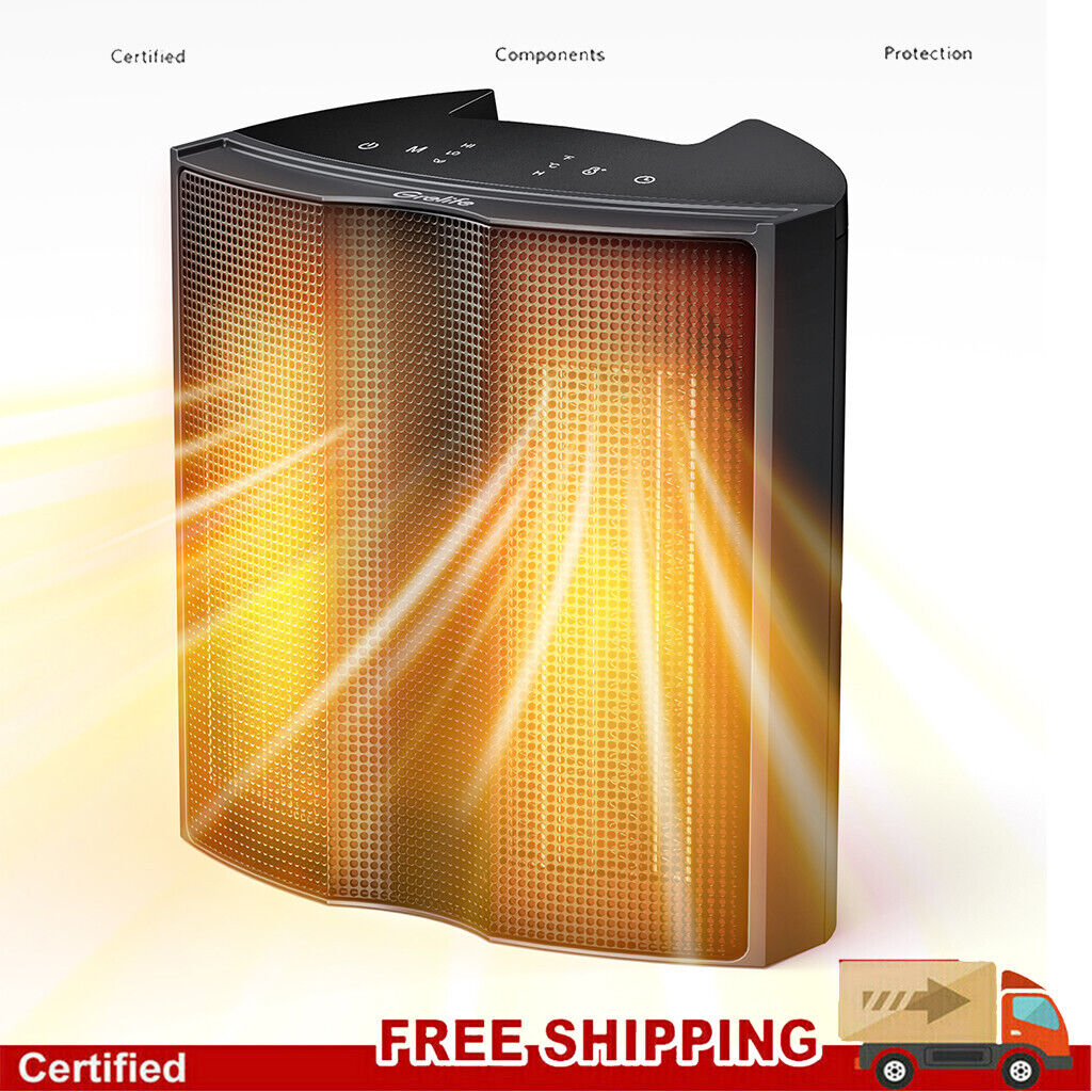 1500W Portable Cremic Electric Space Heater w/3 Modes Thermostat For Indoor Use
