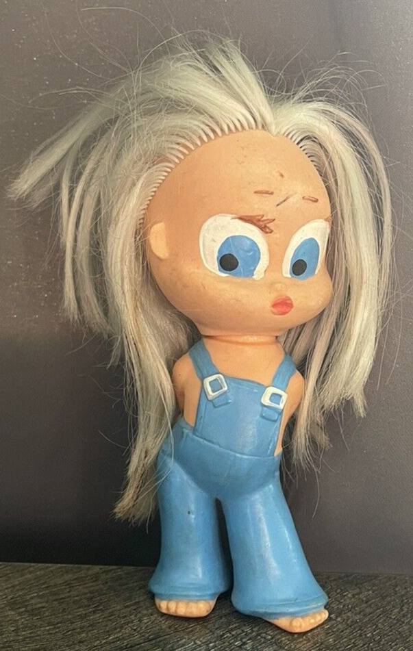 vintage rubber big Blue eye Girl toy doll 6\