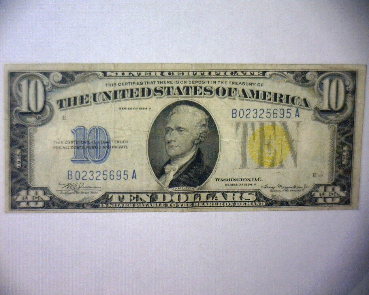 1934 A $10 TEN Dollar NORTH AFRICA Emergency Issue Silver Certificate Note  NICE