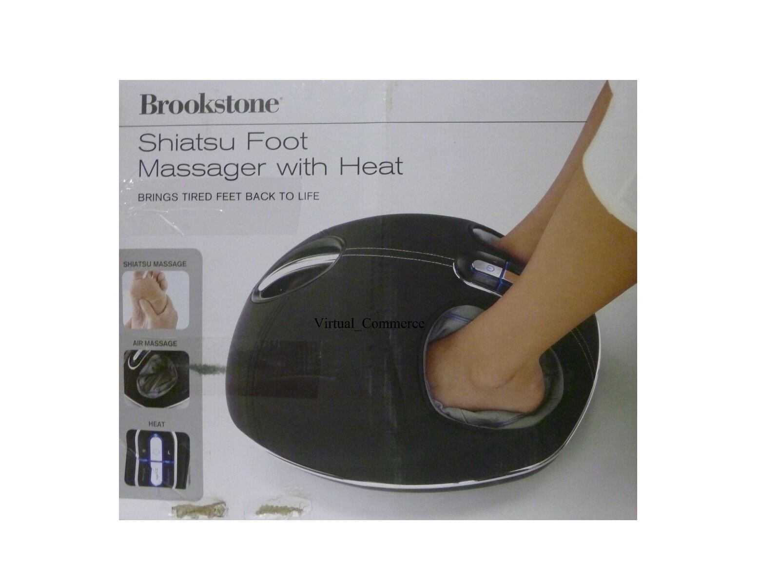 BROOKSTONE Shiatsu Foot Massager with HEAT  Kneading & Squeezing Feet 