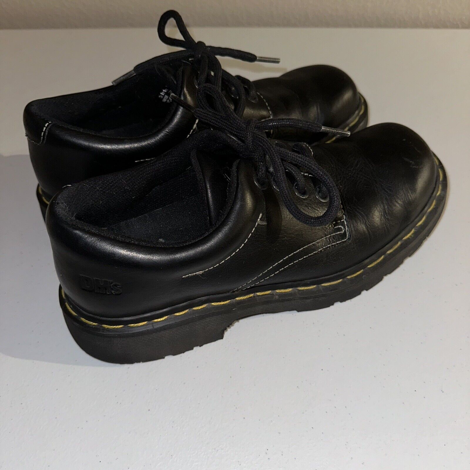 Vintage Dr Martens Chunky Black Low Top Shoes Size US 10 UK 9 Made In England