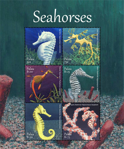 Palau 2017 - Seahorses - Sheet of 6 Stamps - MNH