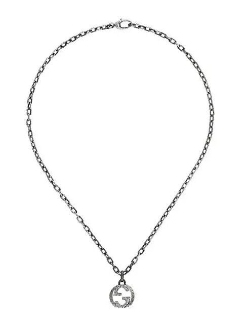 GUCCI Interlocking G Pendant Chain Necklace in Aged Silver—20” | MSRP $499 | EUC