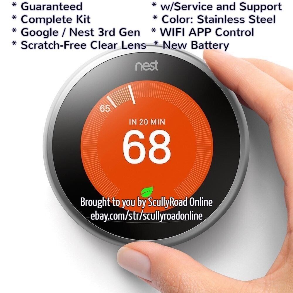 Google Nest 3rd Generation Learning Thermostat: T3007ES Stainless Steel w/Base