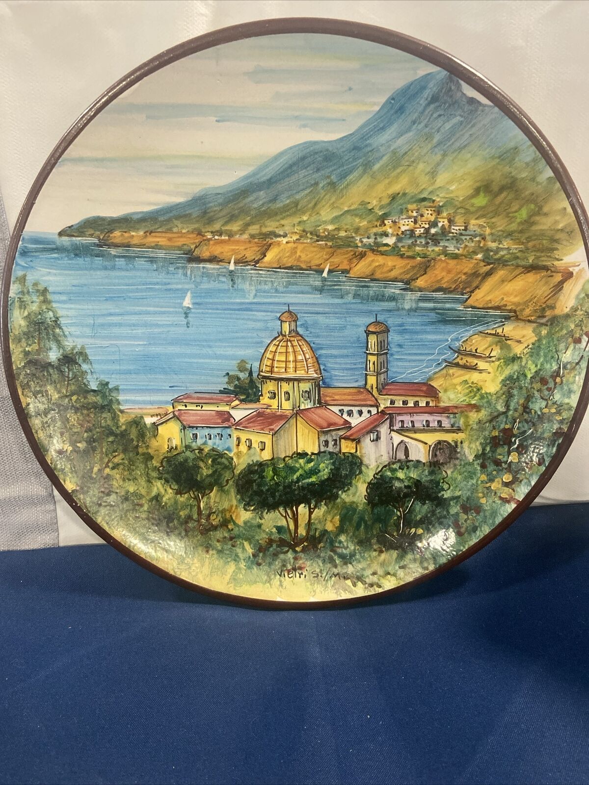 Falcone Vietri Plate Italy 13” Vietri Sul Mare and Harbor