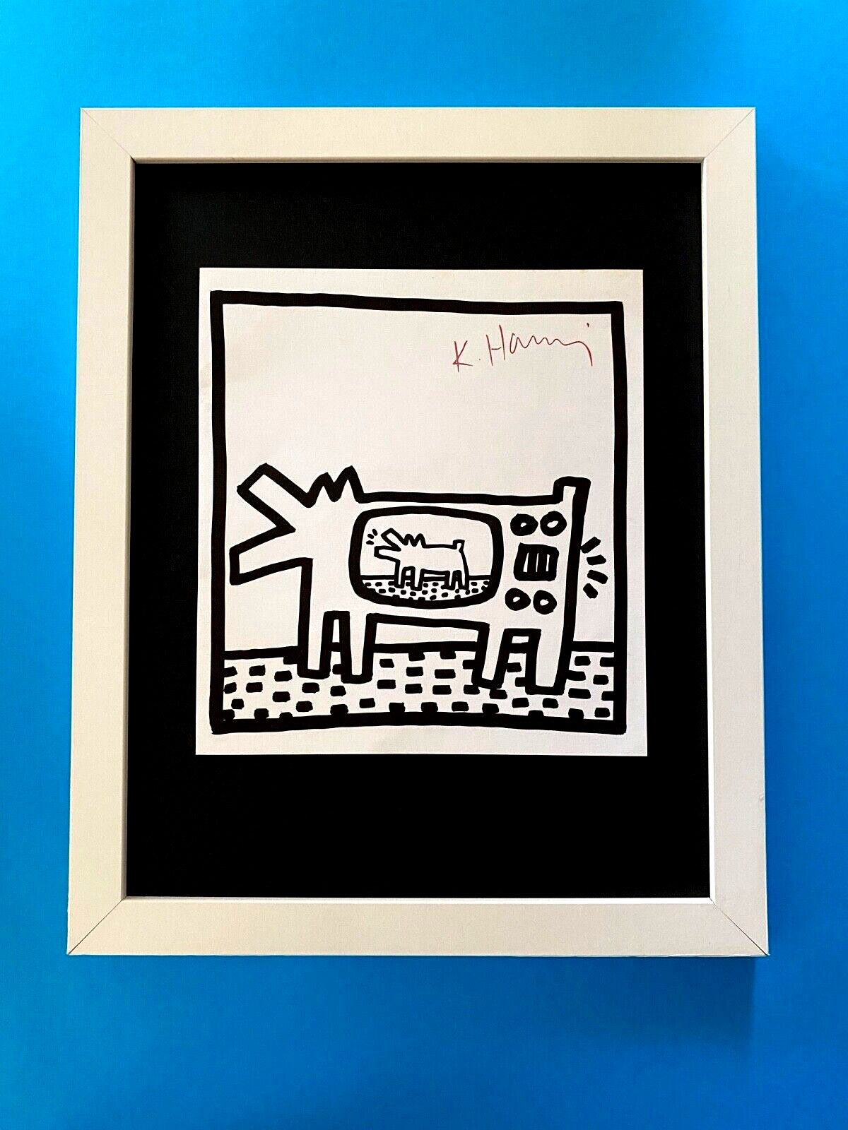 Keith Haring | Vintage & Scarce Print Signed Mounted & Framed 14x11 Buy it Now