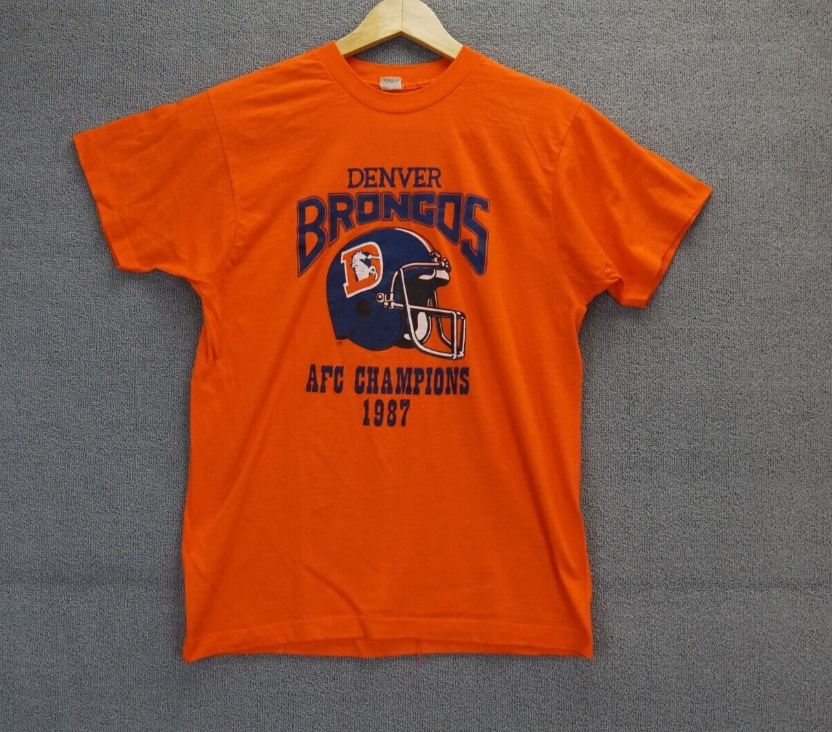 Vintage 80s Denver Broncos Super Bowl AFC Champions Orange L Large Single