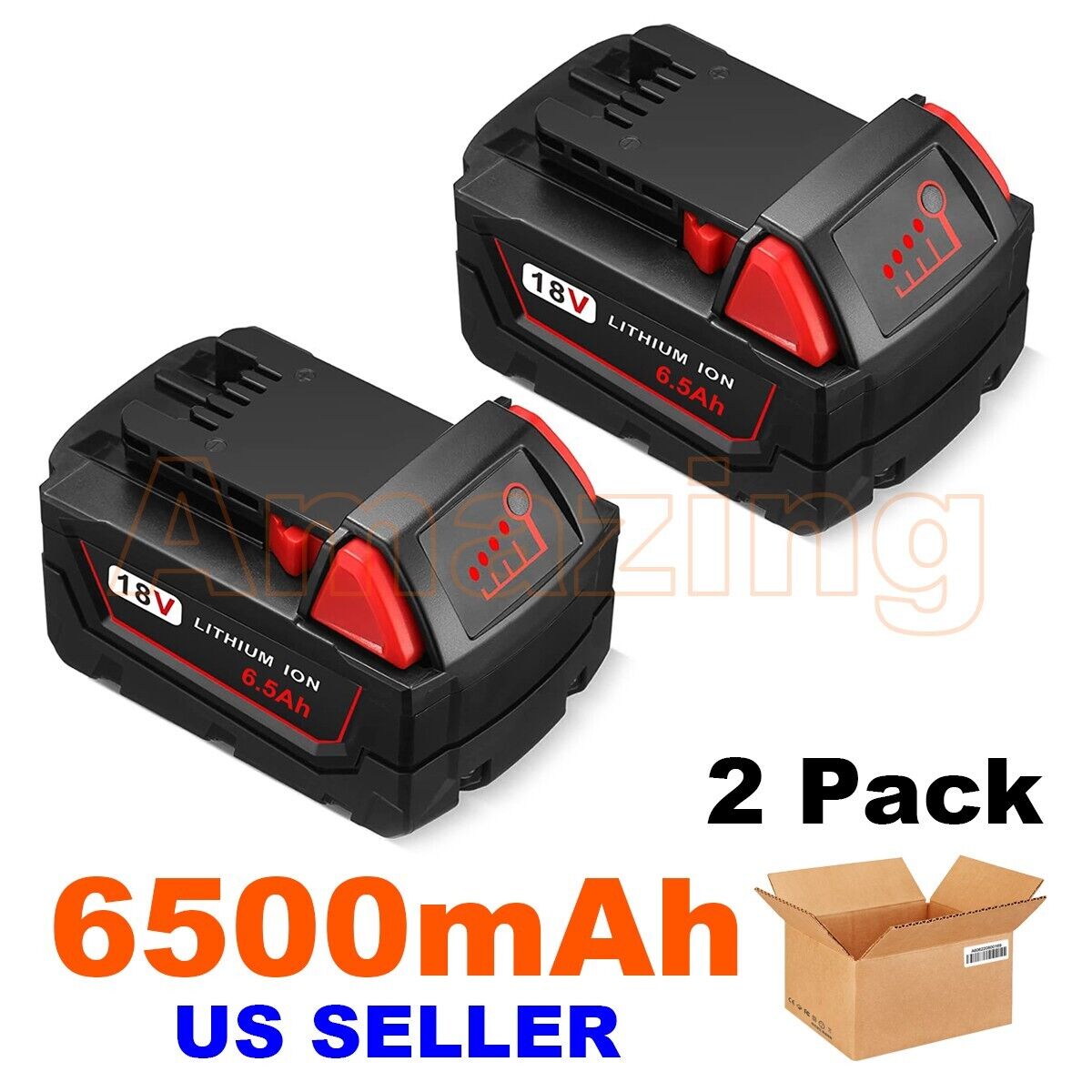 2Pack 6.5Ah For Milwaukee M18 Lithium XC6.0 Extended Capacity Battery 48-11-1860