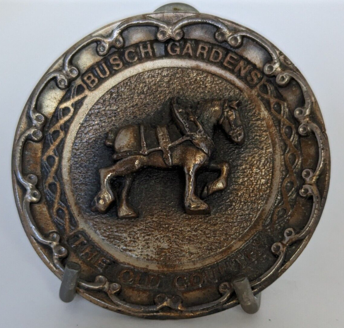 Vintage Colonial Pewter Mini Plate Busch Gardens The Old Country Souvenir  STAND