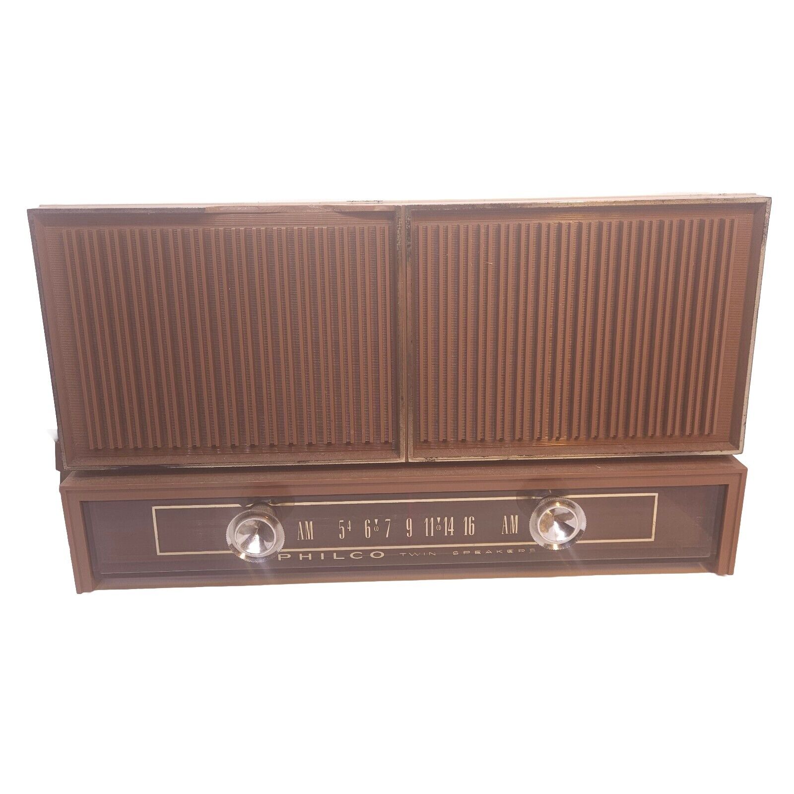 Philco 1950's Twin Speaker Tube A.M. Radio Working Old Radio 