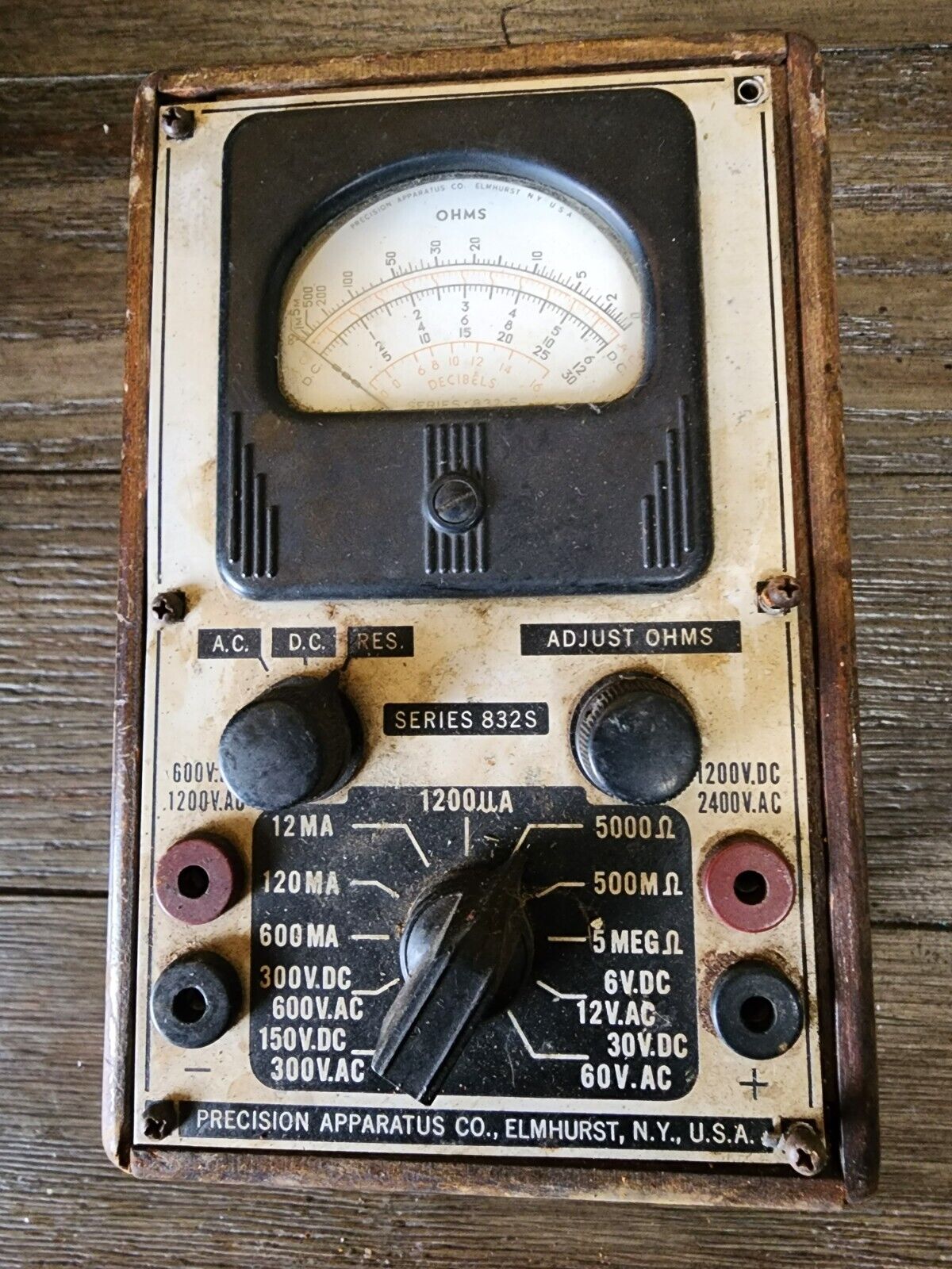 Vintage Volt-Ohm Meter VOM Series 832S Precision Apparatus Elmhurst NY