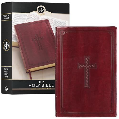 KJV Holy Bible, Super Giant Print Faux Leather Red Letter Edition - Thumb In...
