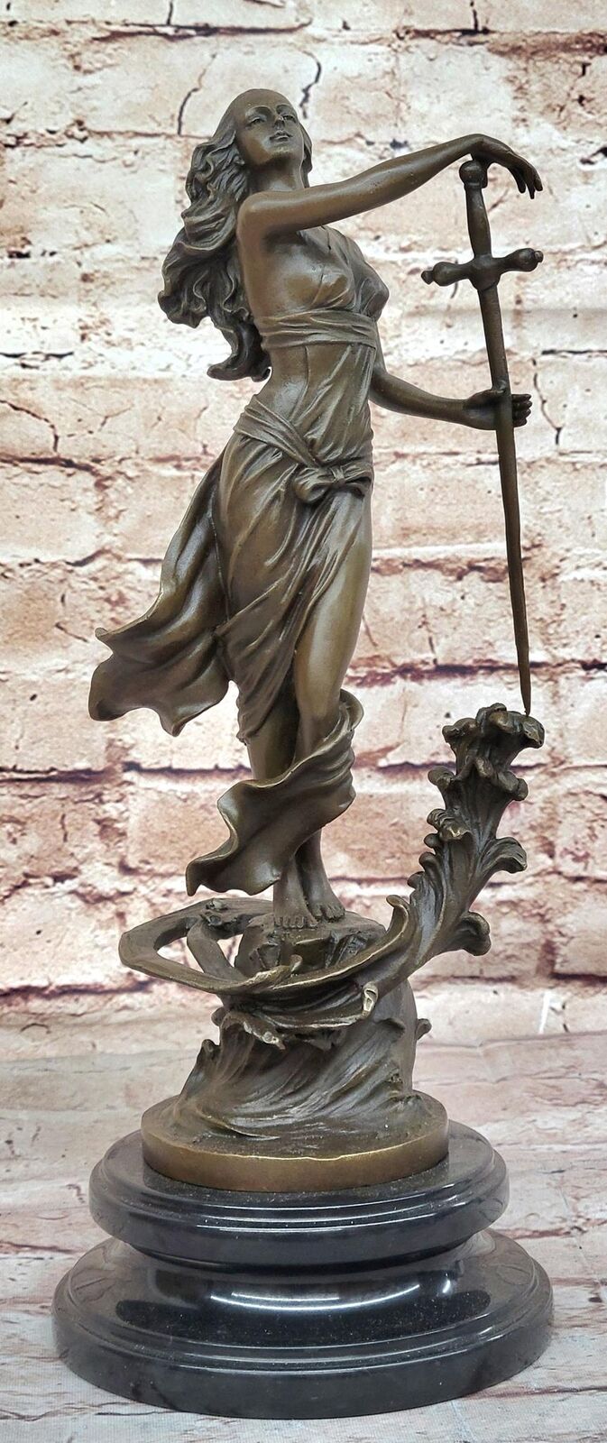Greek Mythology Female Figure Girl w/ Sword by Milo Bronze Art Sculpture Figure