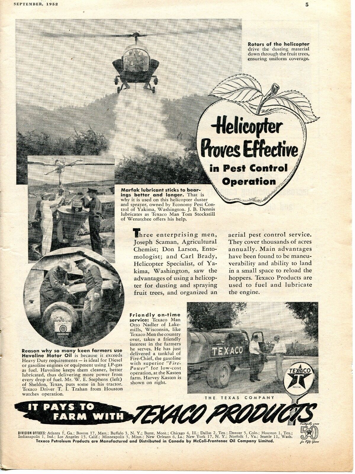 1952 Print Ad of Texaco Farm Products Havoline Tractor Motor Oil Marfak 