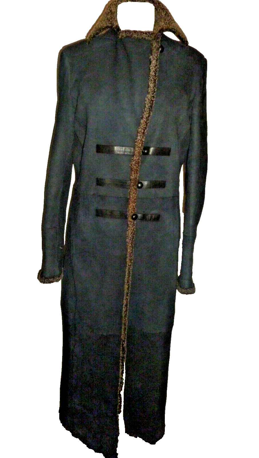 Rena Lange Italy RARE Full Length Shearling Lambskin Wool Coat Jacket sz 8 Long