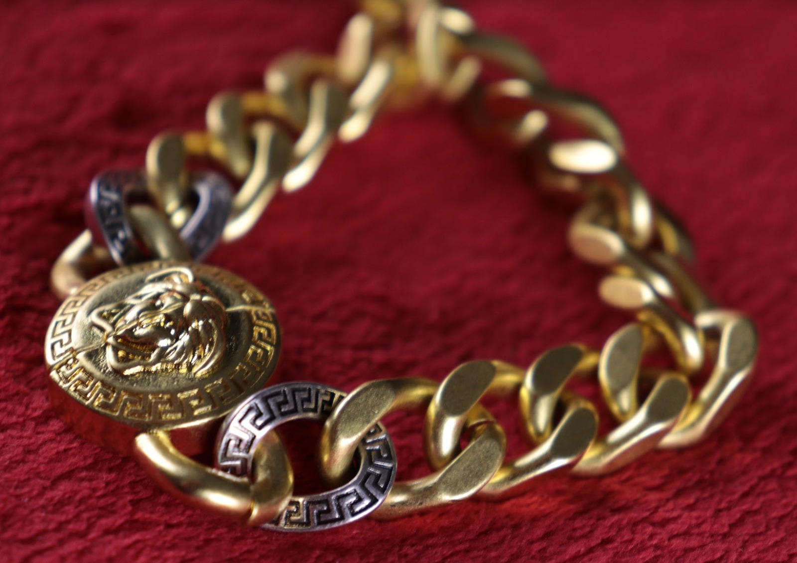 Vintage Versace Gold Silver Medusa Rare Chain Bracelet
