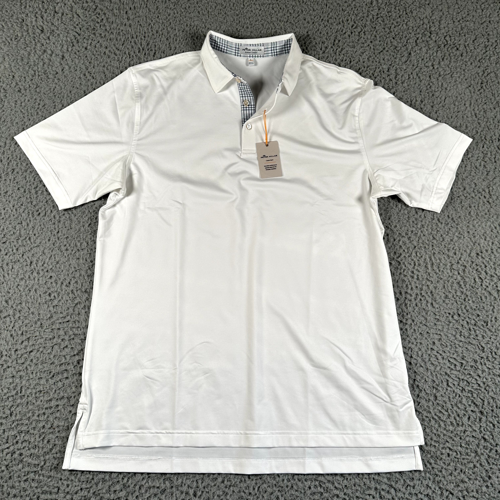 Peter Millar Summer Comfort Shirt Men\'s Large Solid White Performance Golf Polo
