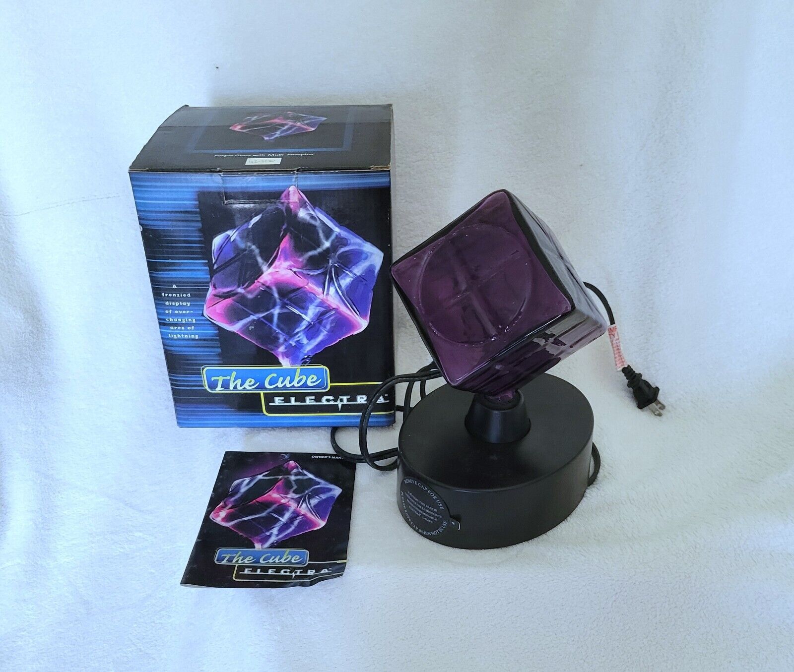 Lumisource Electra Plasma Art Lamp Purple Glass The Cube Light Lamp 2001
