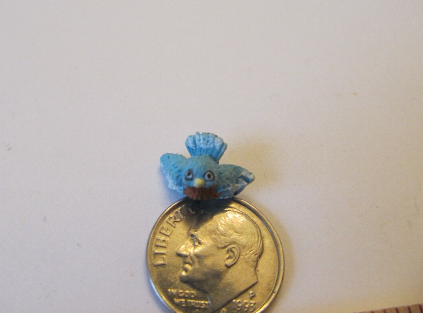 Artisan Karen Phillips Handpainted Sculpt Blue Bird Adorable Dollhouse Miniature