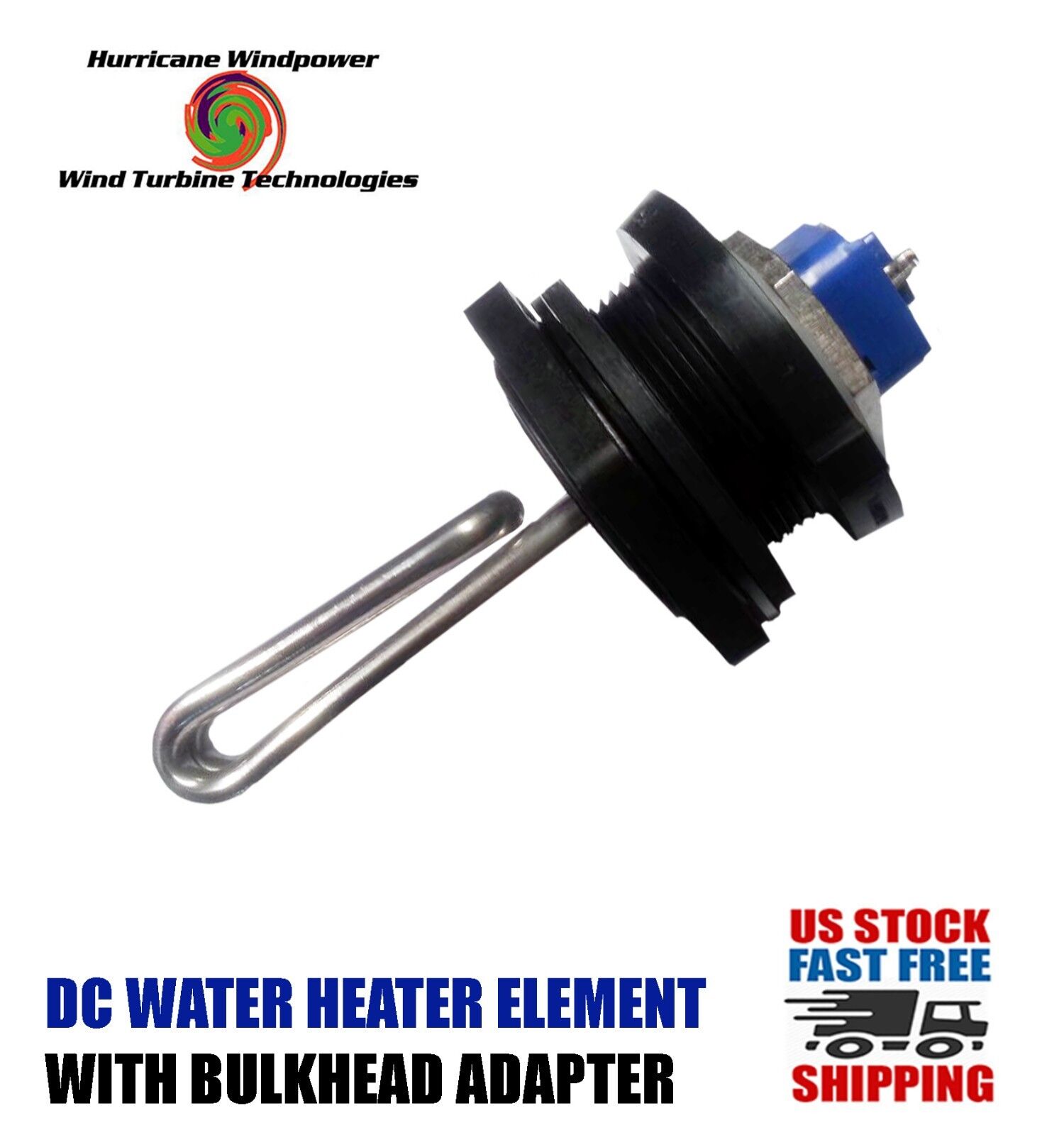 DC Water Heater Element 12 Volt  60 Watt w/Bulkhead Adapter Solar Water Heating