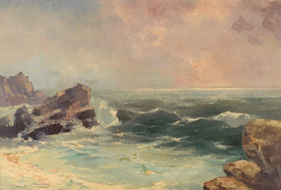 Jan B. Pospisil (1898-1968), Sweden. Oil on canvas. Coastal motif. Mid-20th c.