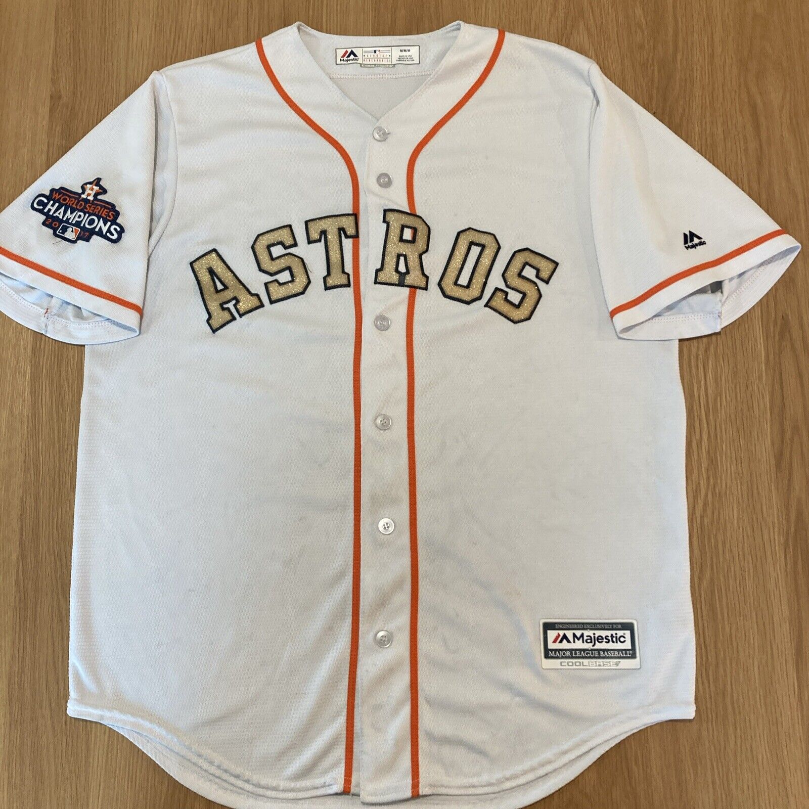 Houston Astros 2017 World Series Gold Rush Ring Ceremony 2018 Cool Base Jersey