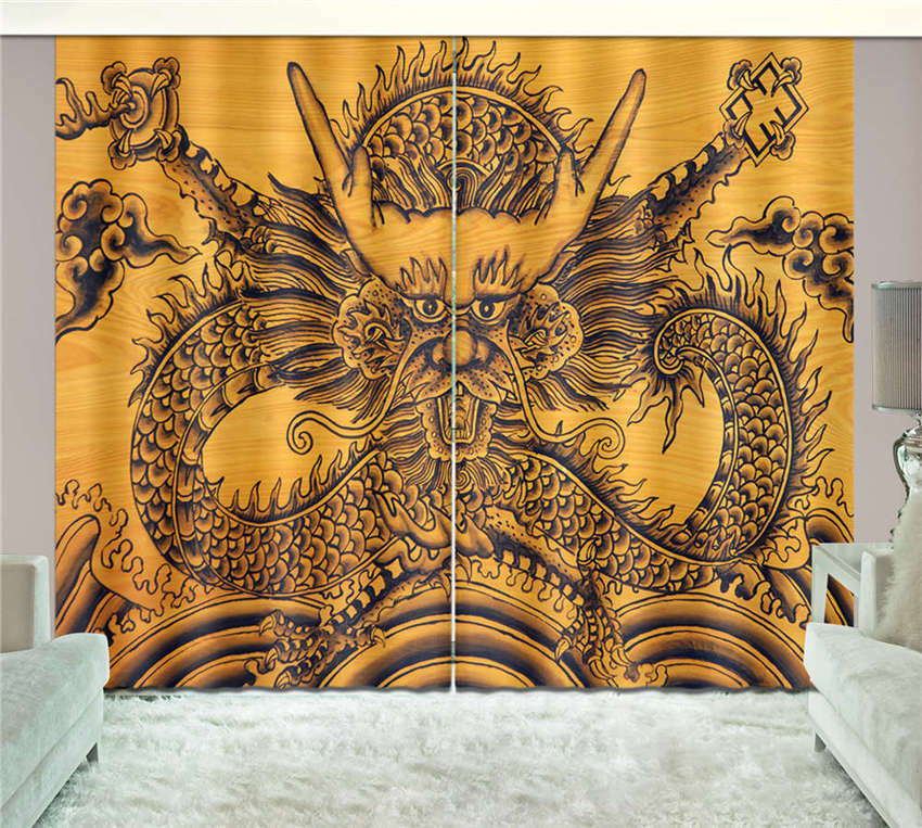 Vivid Dragon Totem 3D Curtain Blockout Photo Printing Curtains Drape Fabric