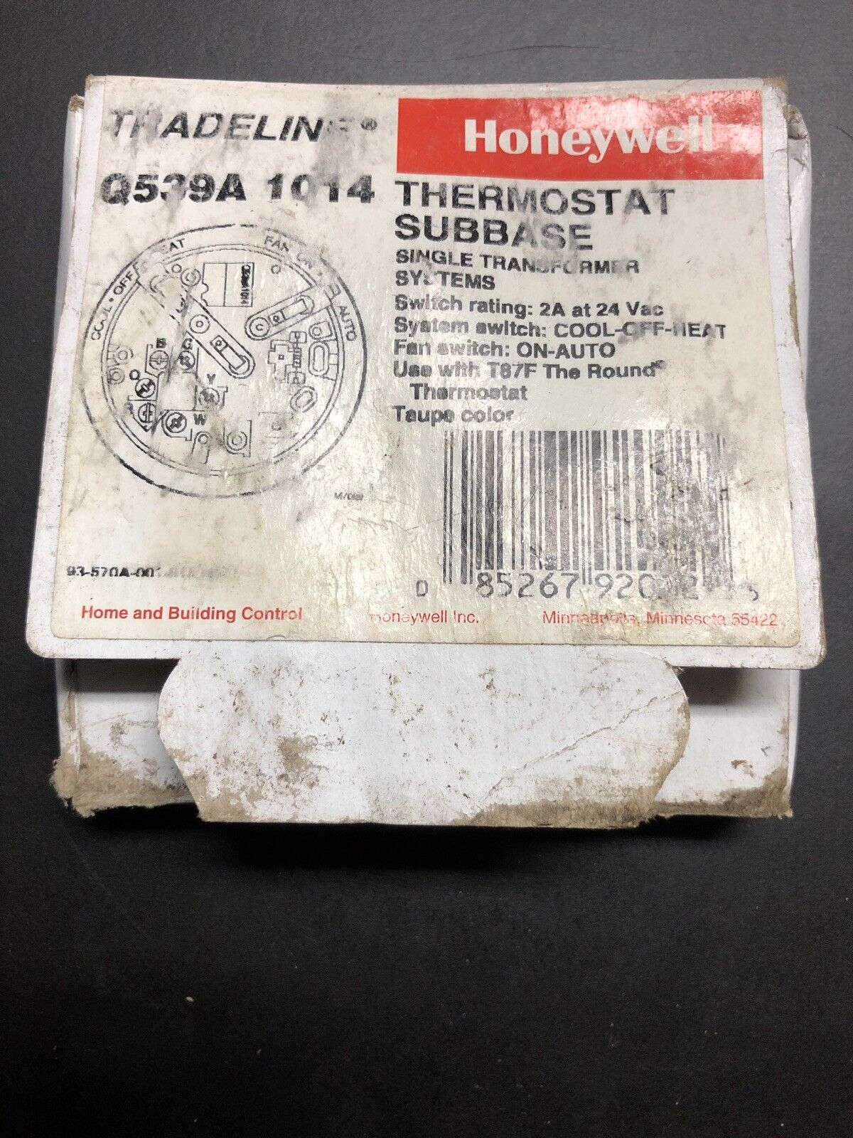 Honeywell Q539A1147 Thermostat Subbase - Taupe Finish