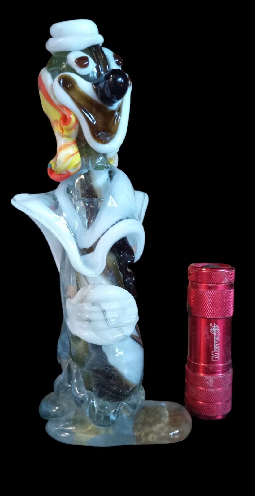 Vintage Glass Clown Figurine 9” Hand Blown Glass Clown