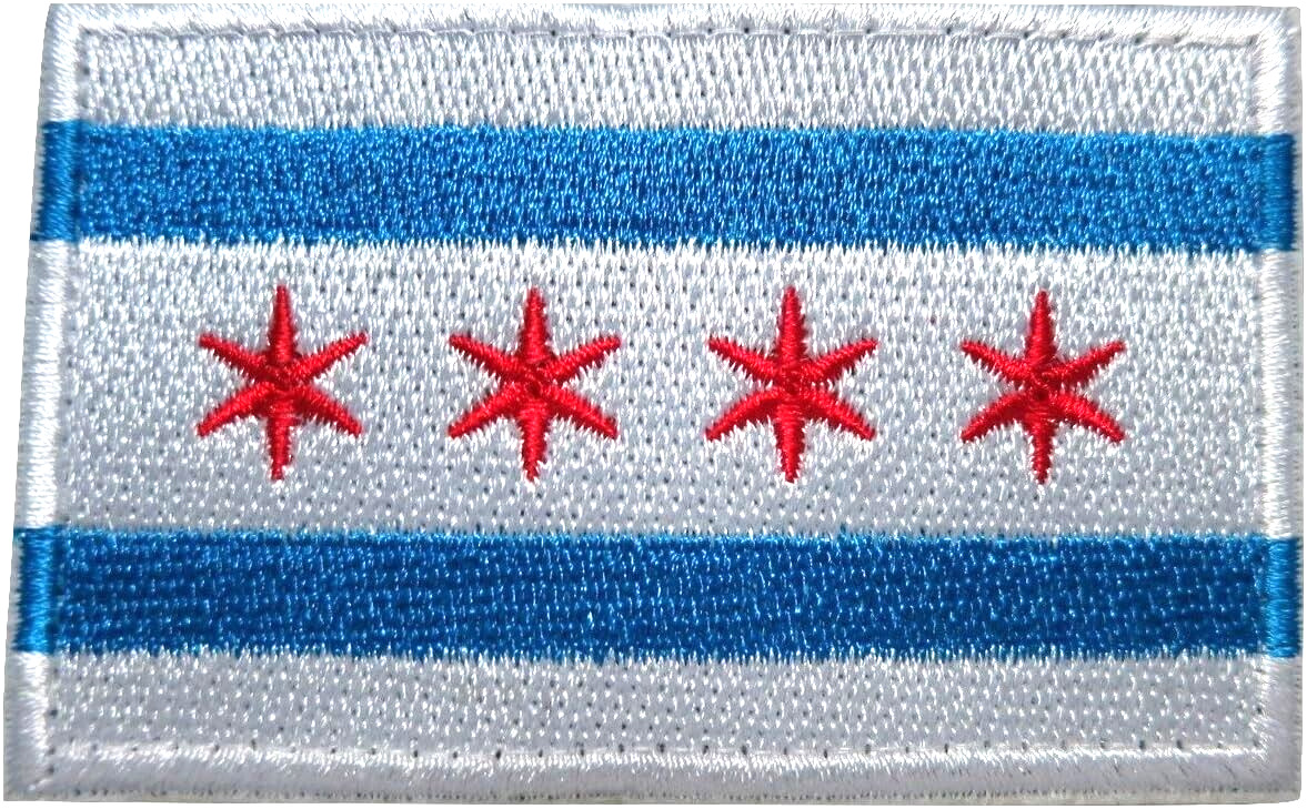 Chicago City Windy City Flag Embroidered Hook & Loop Patch
