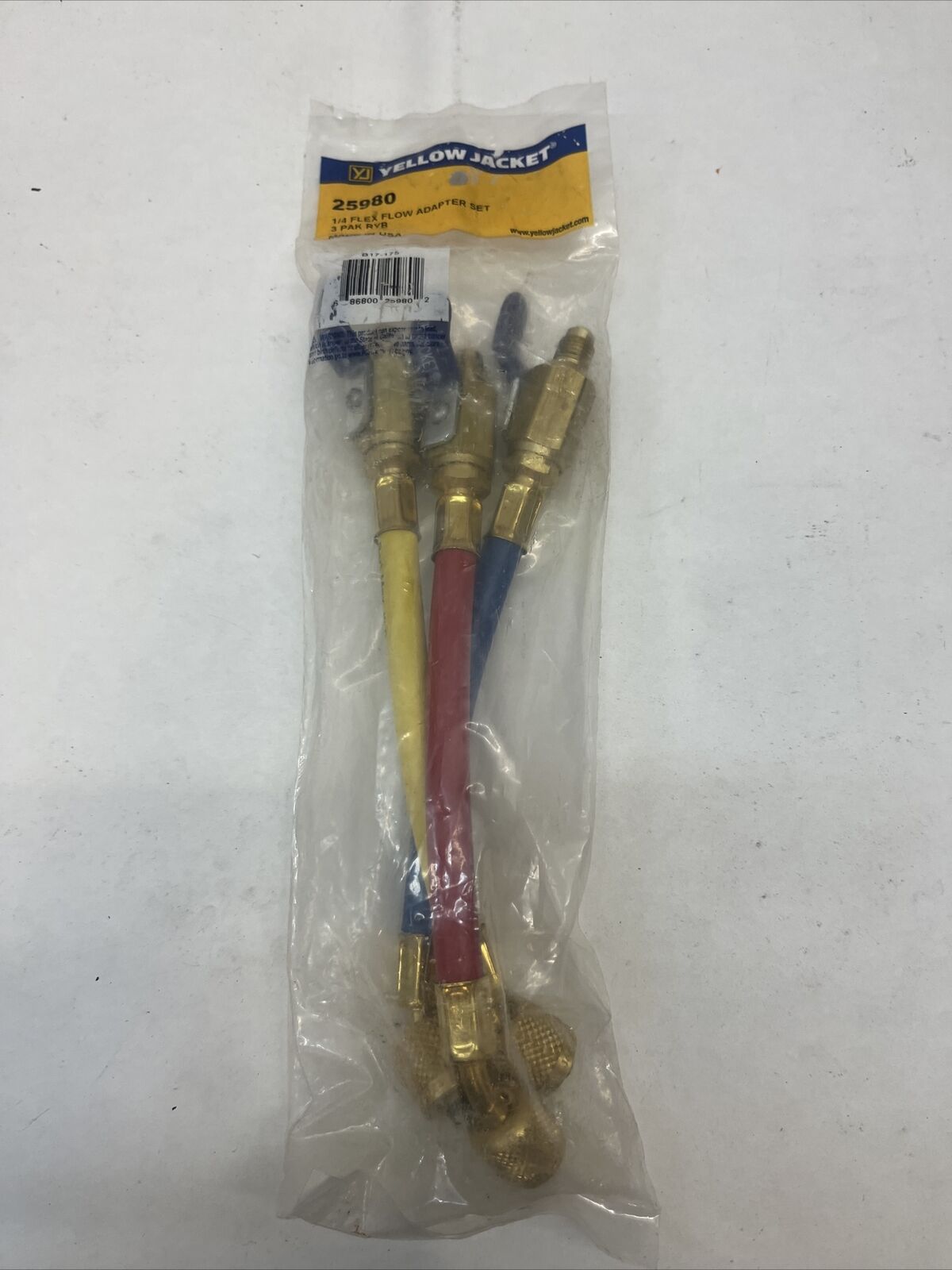 YELLOW JACKET 25980 Manifold Hose Set,9 In,Red,Yellow,Blue