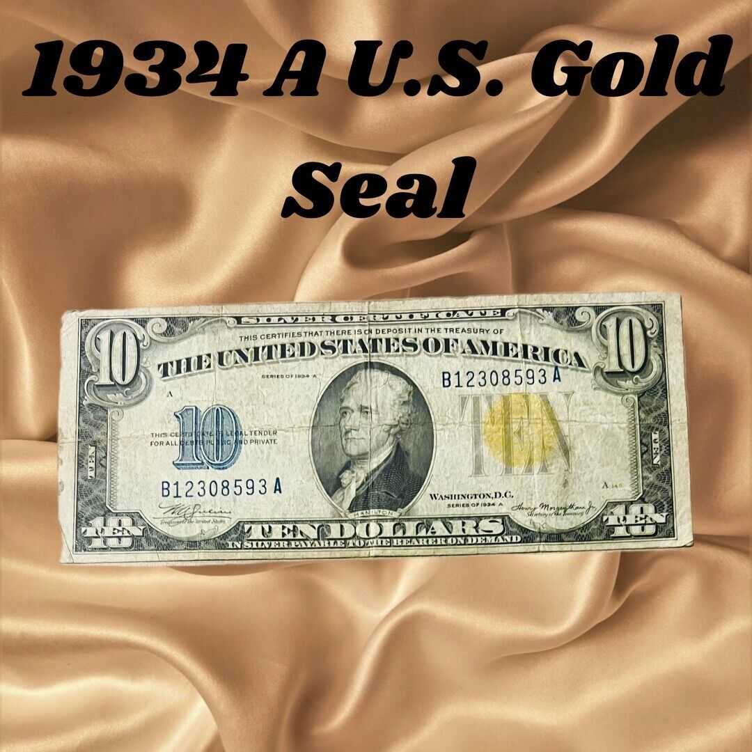 1934-A United States $10 Bill Silver Certificate Gold Seal