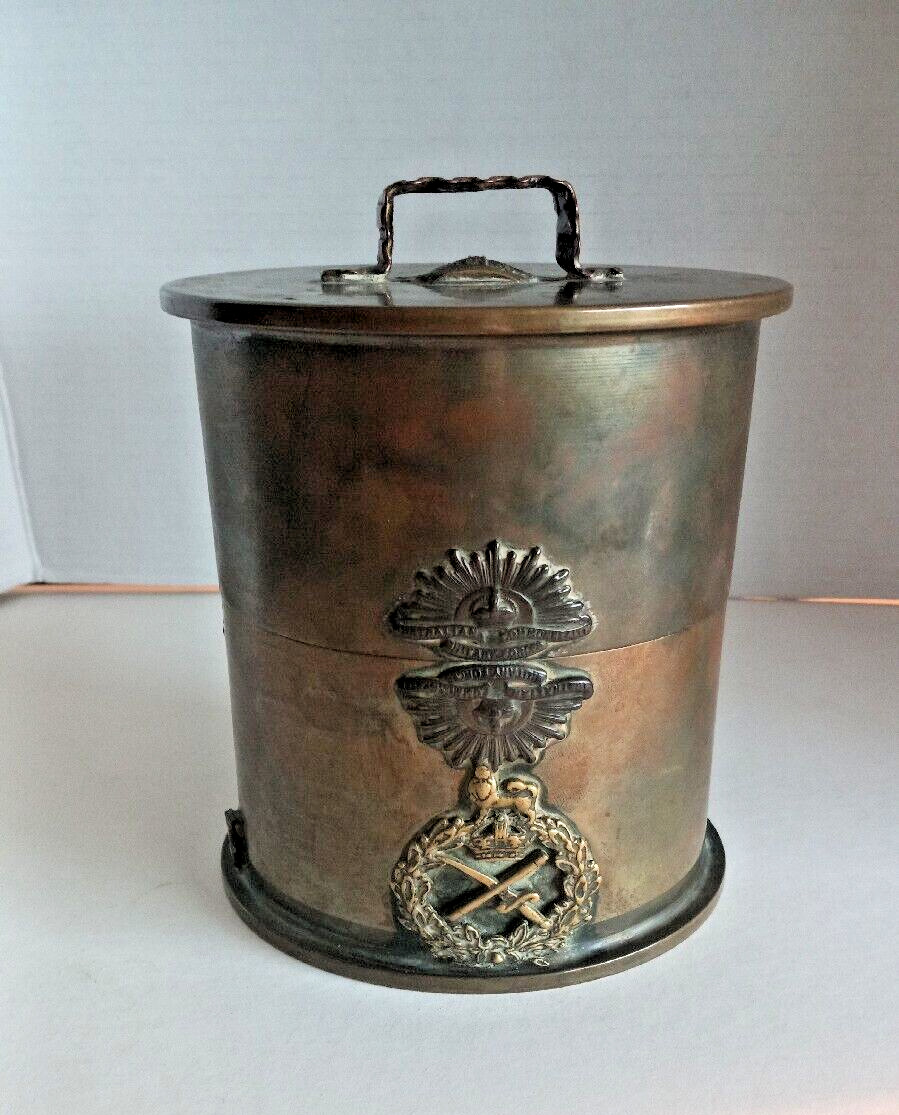 RARE WW1 AUSTRALIAN  MILITARY FORCES CIGAR HUMIDOR MADE FROM ARTILLERY SHELL