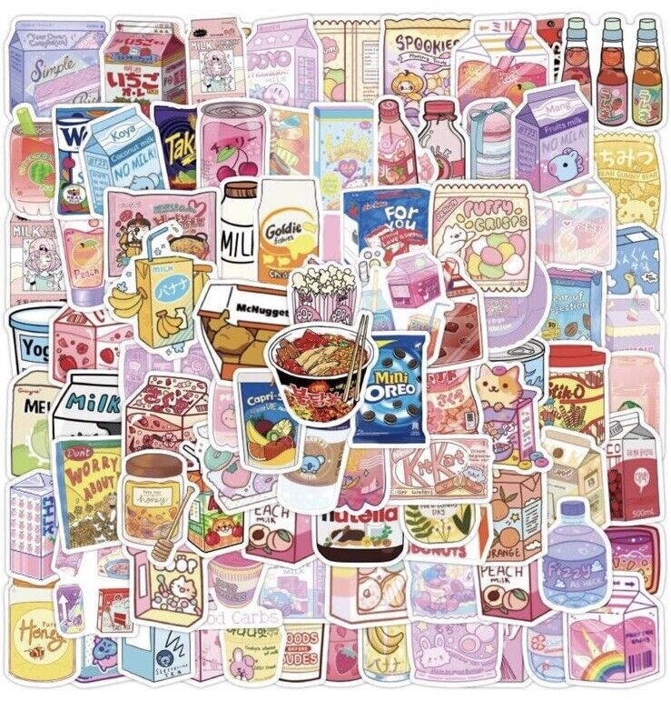 100pcs Cute Snack Stickers Food Drink Beverage KAWAII Korean Stickers 