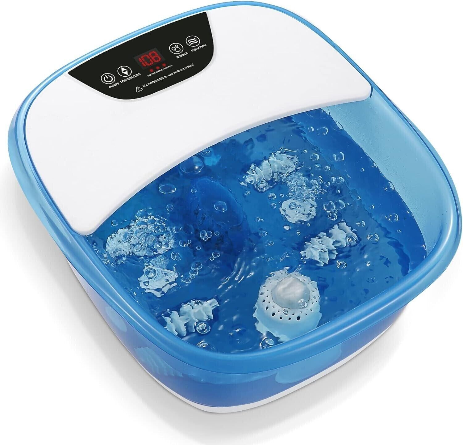 Foot Spa Massager with Bubbles Vibration Grinding Stone 4 Massage Rollers JX1