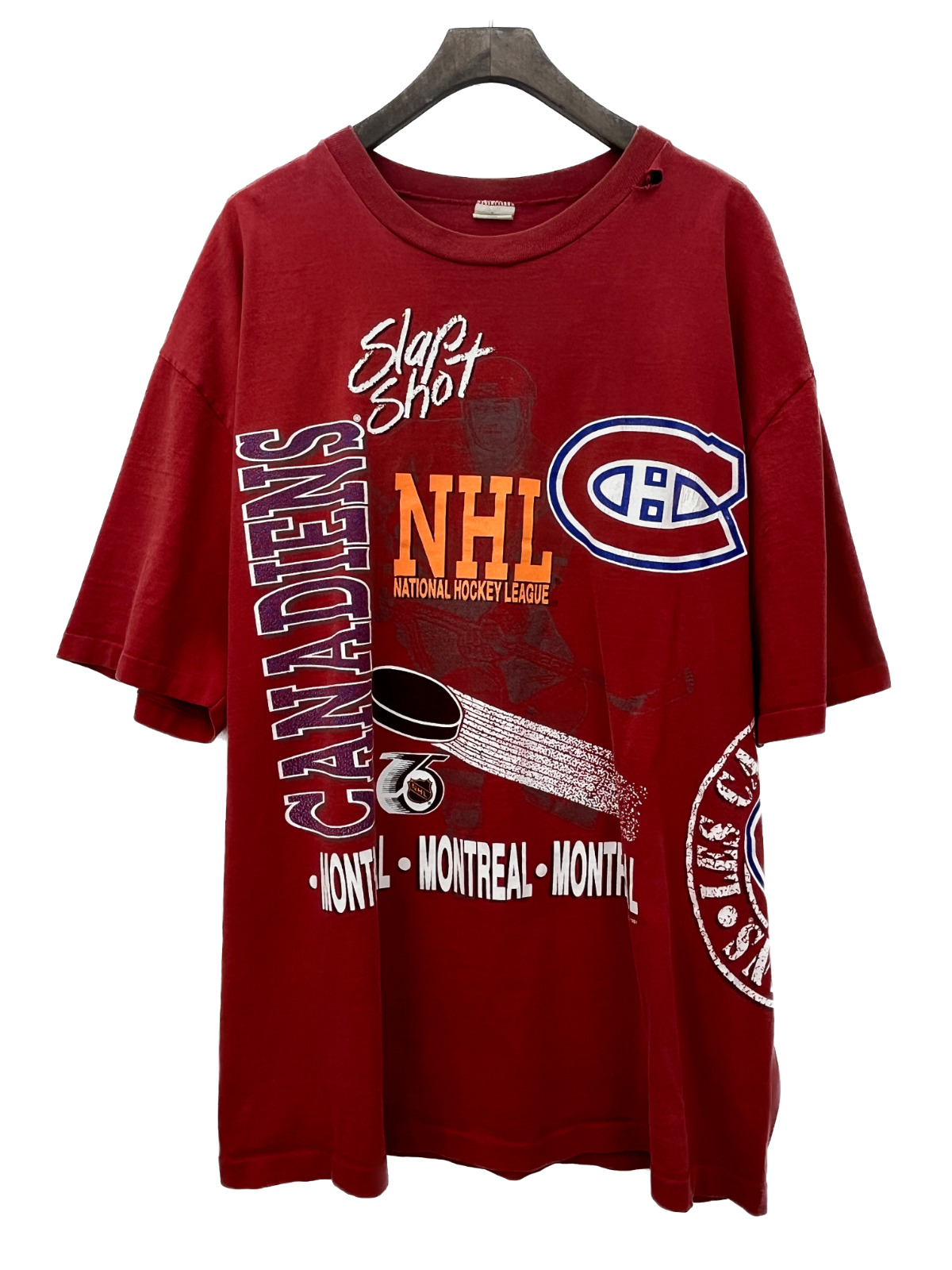 1991 Montreal Canadiens Vintage Hockey T-Shirt | AOP | Size XL | Red | NHL