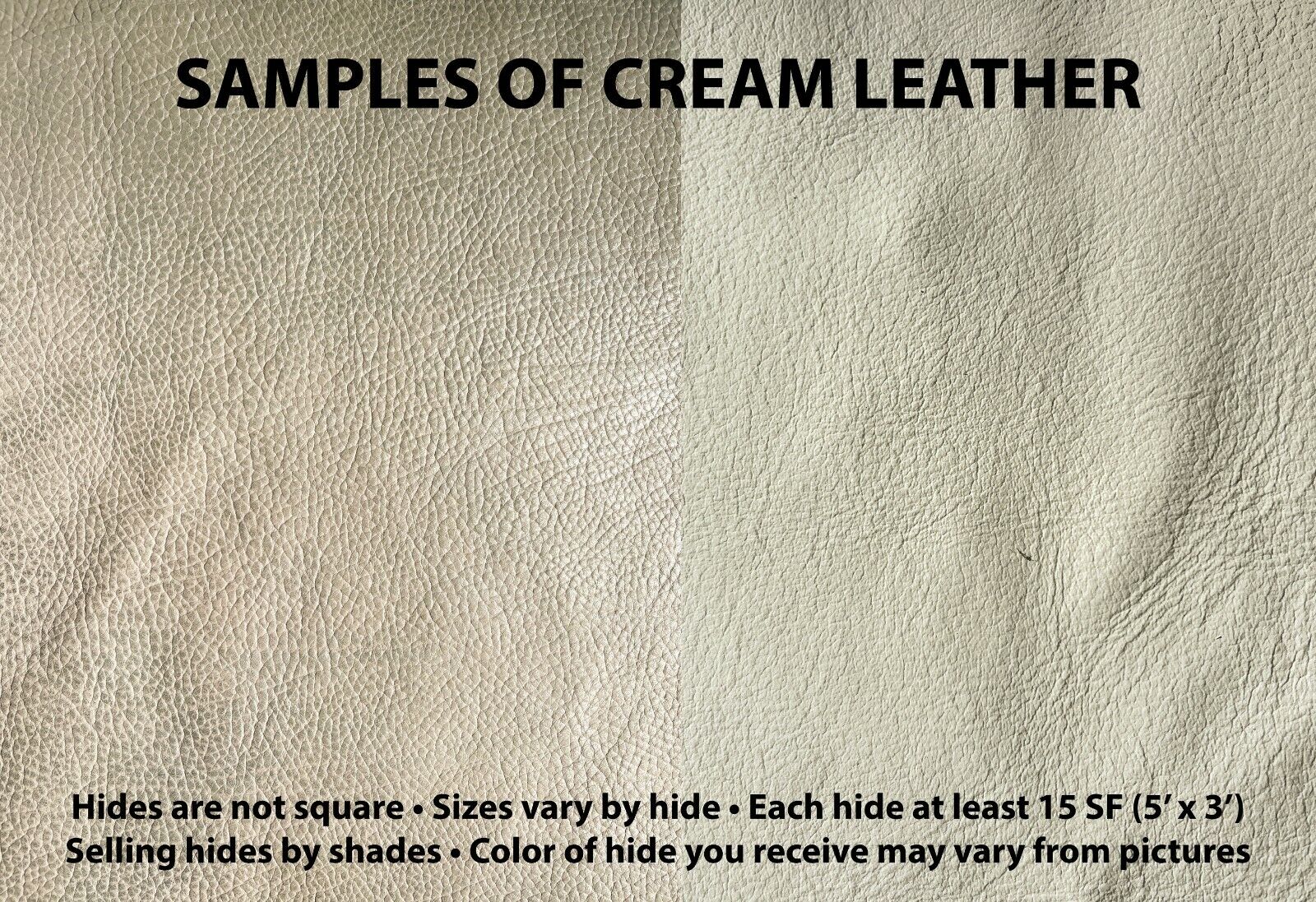 Leather Half Hides - various colors and sizes.  Approximately 15 SQ - 5' x 3'
