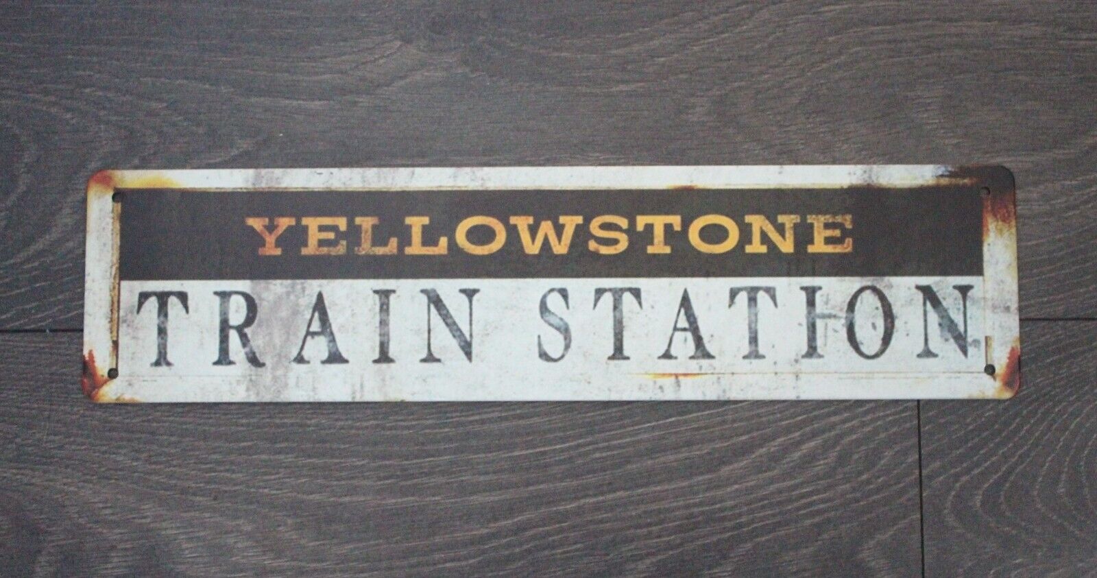 Yellowstone Train Station Tin Metal Sign Rustic Vintage Style Montana Ranch 