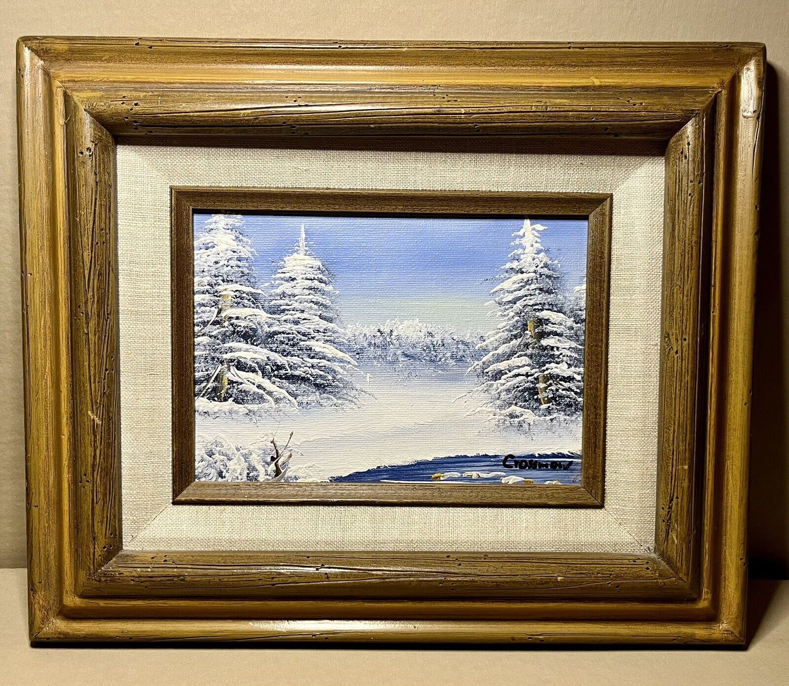 Winter Landscape Oil on Canvas Framed 11\