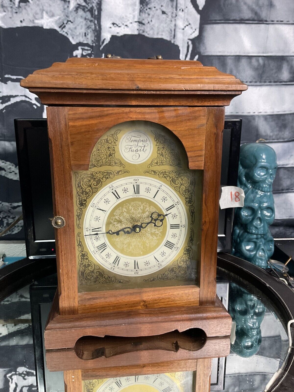 Vintage Urgos Made in Germany Mantel Clock,Tempus Fugit Westminster Chime Key...