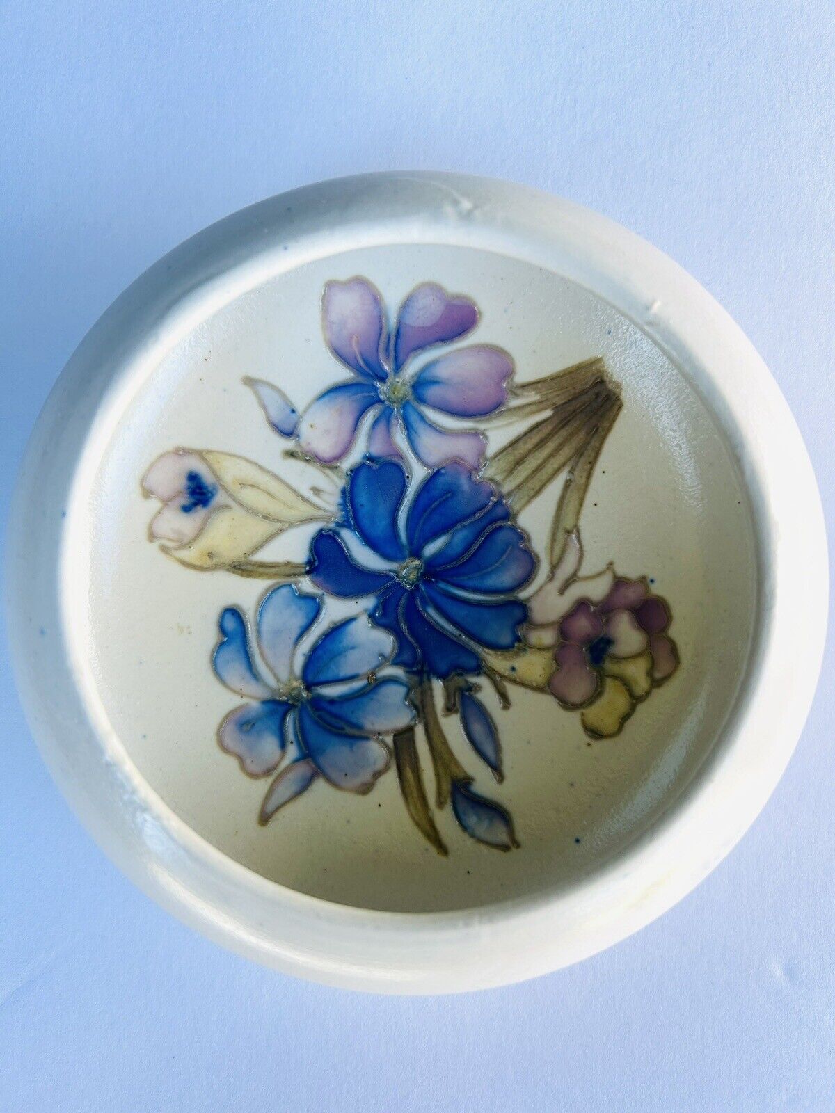 1950s Moorcroft Pottery English Iris Floral Small Trinket Bowl